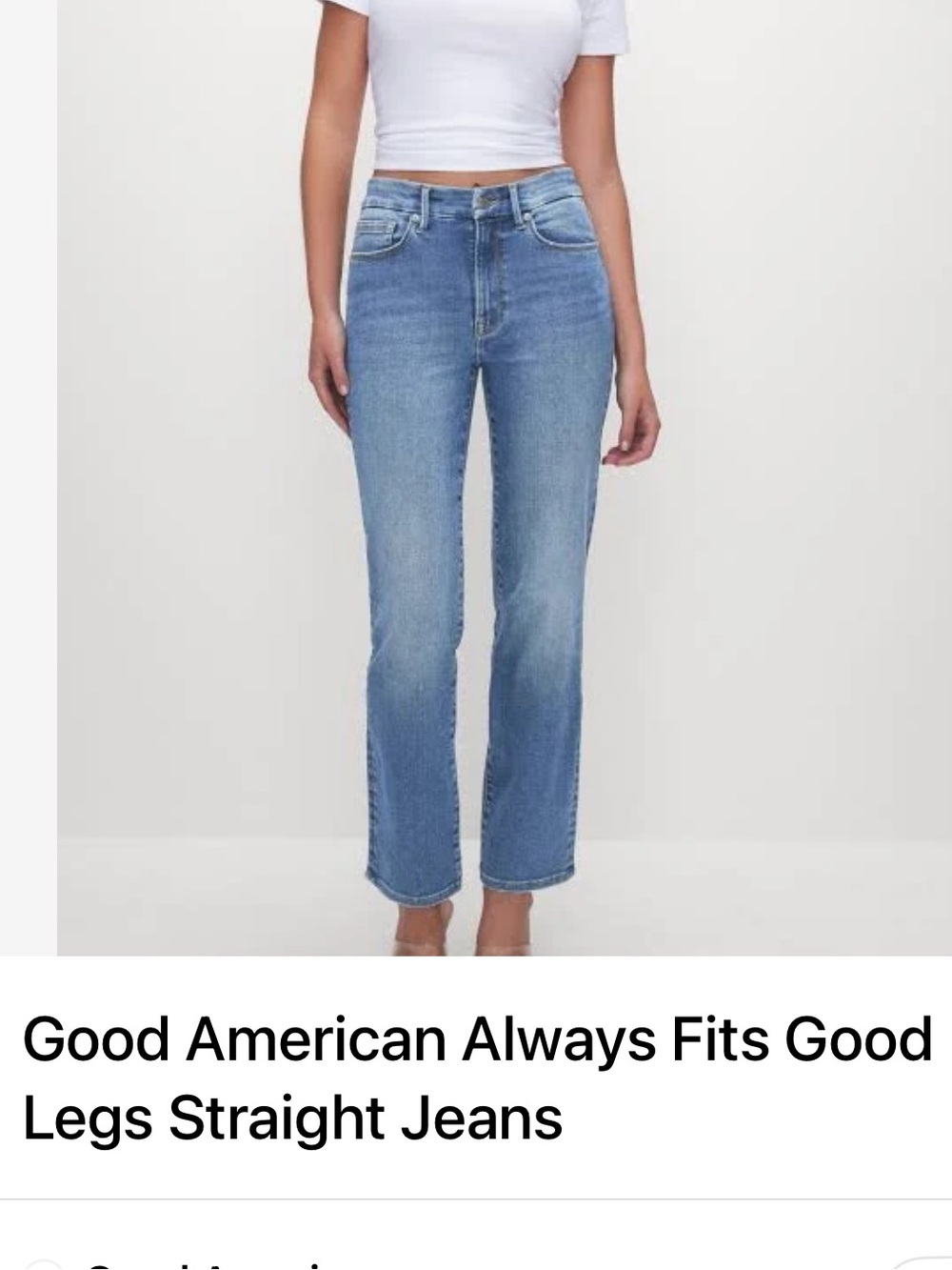 Good American Medium Blue Straight-Leg High-Rise Jeans